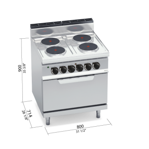 COCINA 700 MOD. E7P4+FE "4F RED ELEC+HORNO 2/1"