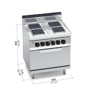 COCINA 700 MOD. E7PQ4+FE "4F CUA ELEC+HORNO 2/1"