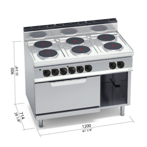 COCINA 700 MOD. E7P6+FE "6F RED ELEC+HORNO 2/1"