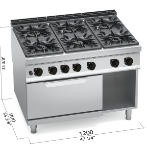 COCINA 900 MOD. G9F6P+FG "6F+H 2/1 GAS"